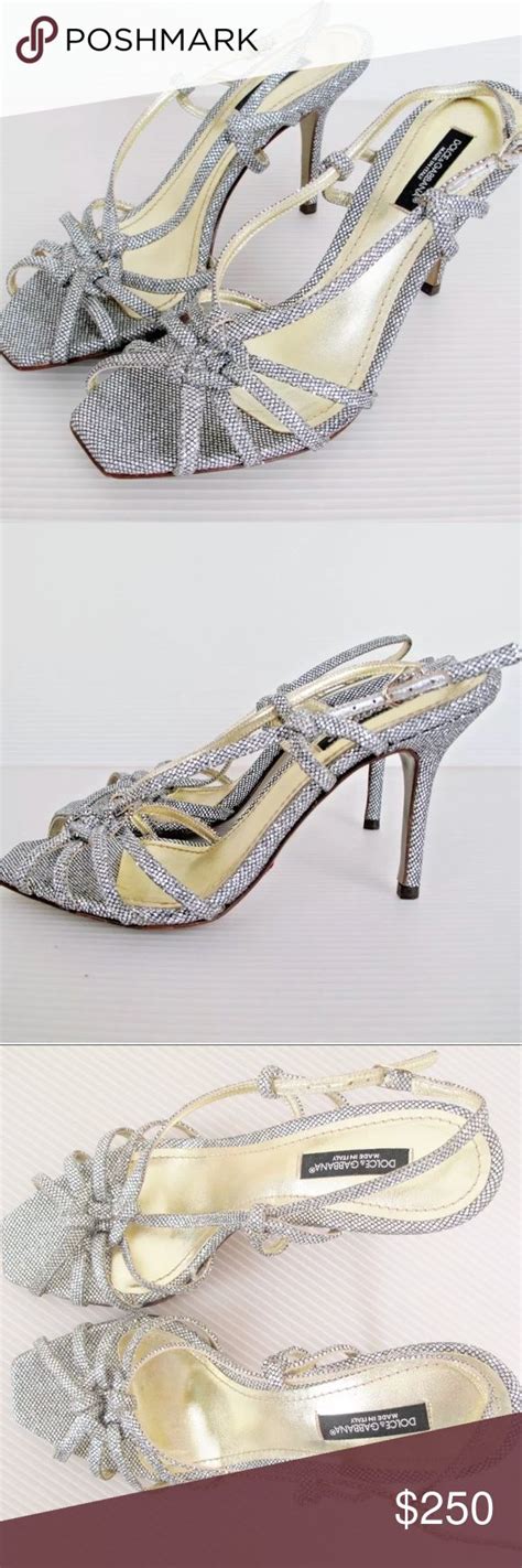 dolce gabbana silver heels